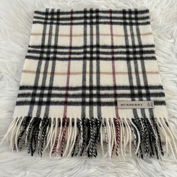 Burberry 100% Cashmere Scarf Unisex $590 Classic Nova Check Fringe Scarf Sand - Picture 7 of 11